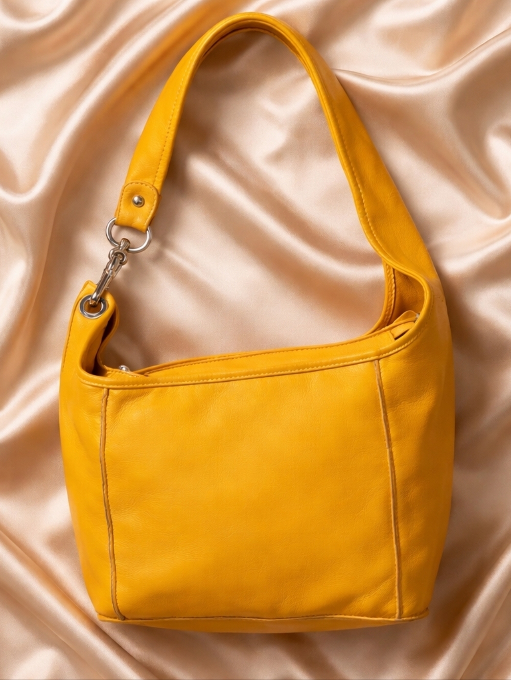 Innue Goldenrod Leather Slouchy  Hobo Bag